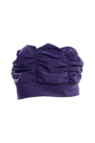 Kadın Kulaklıklar Pileli Kumaş Yüzme Şapkası Mor