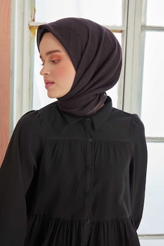 Miray Düz Pamuk Eşarp - Mürdüm Siyah Mürdüm