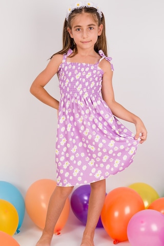 Kız Çocuk Askılı Elbise Çiçek Desenli B35 Hcm00119 Leopar