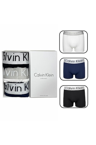 Calvin Klein 3 Lü Boxer Set %100 Organik Pamuk Lacivert - Siyah - Beyaz