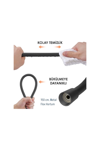 Adell Mode S Sürgülü Duş Seti Mat Siyah 3 Fonksiyonlu El Duşu Pvc Flex Hortum 157820224 Siyah