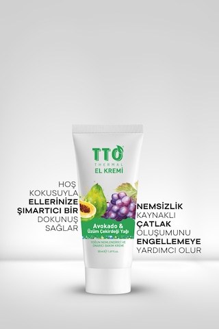 Tto Avokado & Üzüm Çekirdeği Yağlı El Kremi – Besleyici ve Yumuşatıcı Bakım 50 Ml