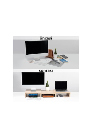 Çift Monitör Standı Ekran Yükseltici Bilgisayar Masaüstü Düzenleyici
