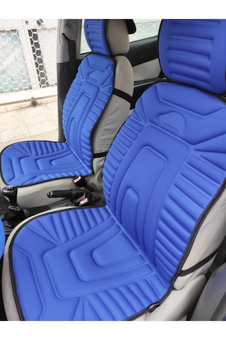 2,li Oto Koltuk Kılıfı Minder Alkantra Kumaş Mavi Renk Kabartmalı
