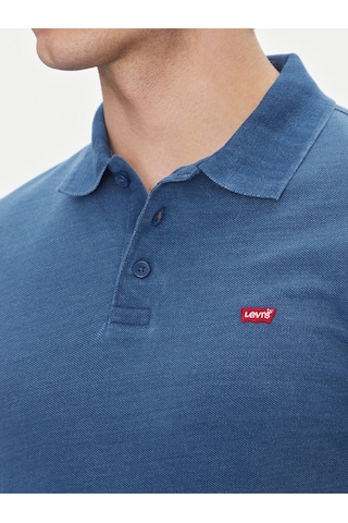 Levi's Erkek Mavi Düz Kesim Denim Polo T-shirt Housemark - 35883-0271 Mavi