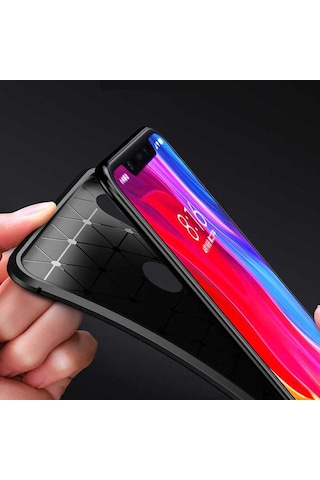 Xiaomi Mi Mix 3 Uyumlu Karbon Desenli Negro Silikon Kılıf Kahverengi