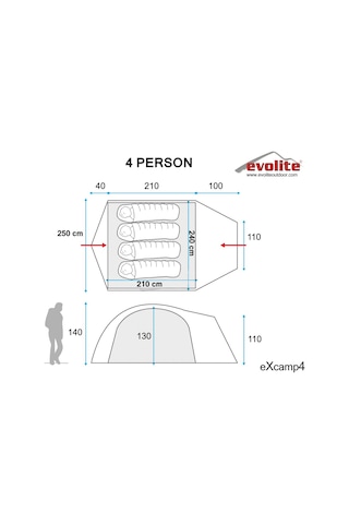 Evolite Excamp 4 Pro Çadır - 4 Mevsim Çok Renkli