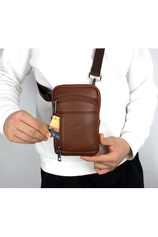 Taba Erkek Çanta Omuz Askılı Çanta Postacı Erkek Omuz Çantası Taba