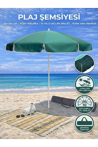Form Outdoor Plaj Şemsiyesi + Taşıma Çantası Koyu Yeşil