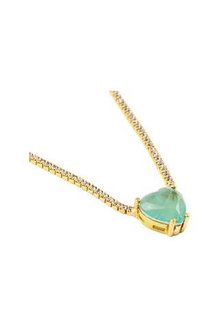 Masaliko Flemen S 2 Kalp Su Yolu Gümüş Kolye Ms3309, 925 Ayar Kadın Gümüş Kolye, Tennis Kolye Altın