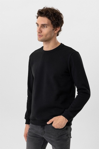 Süvari Oversize Kalıp O Yaka 3 İplik Yumuşak Dokulu Sweat Siyah