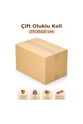 Dp Home Boş Karton Koli 27x35x21cm Orta Boy 10 Adet Koli, Çeyiz, Taşınma Kolisi, Çift Oluklu Koli 10 Adet