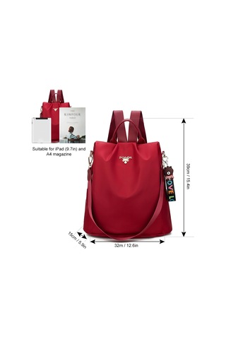 Hırsızlığa Karşı Dayanıklı Sırt Çantası Kadın Çantası Öğrenci Okul Çantası Günlük Tüm Uyumlu Çapraz Seyahat Sırt Çantası Naylon Kumaş Seyahat Çantası Kırmızı Kolye Gönder Kırmızı