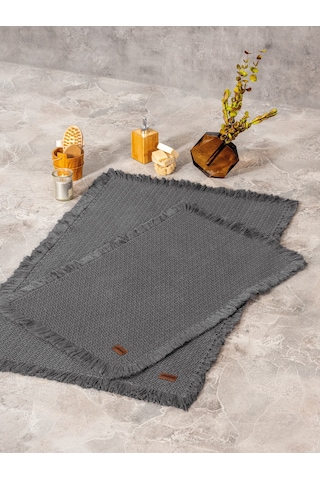 Cotton Box Bath Rug Set Antrasit 75x125 60x90 Antrasit