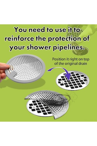 Folinda 2 Adet 4.5 İnç Gri Duş Su Toplayıcı, Tıkanıklığı Önleyen Saç Tutucu, Kaymazsız Silikon Kenar Ve Pas Koruyucu Paslanmaz Çelik Gri