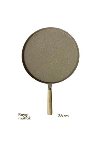 Thermoad Granit Döküm Ahşap Saplı Vizon Gözleme Tavası 36 Cm Vizon