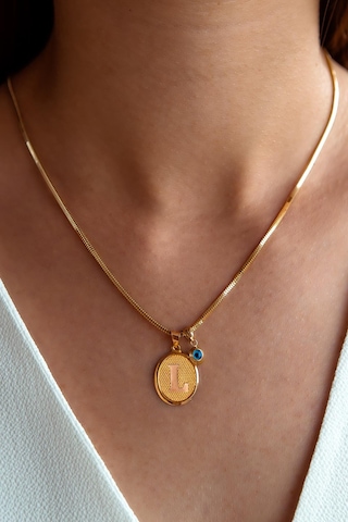 Nazar Boncuklu Altın L Harf Kolye