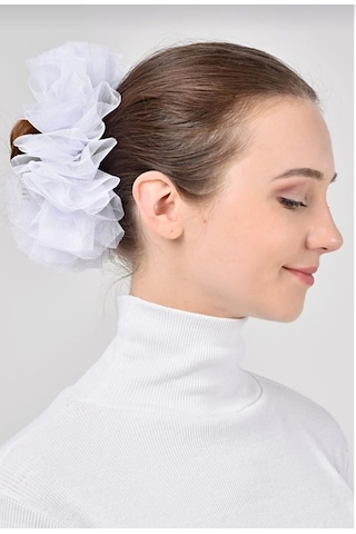 Ultra Konfor Modeli Kaymaz Terleme Yapmaz Tesettür Şal Eşarp Içi Tüllü Lastikli Topuz Tokası Kırmızı - Beyaz Siyah