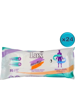 Lüx Hasta Vücut Temizleme Islak Mendil Havlu 50 Yaprak Xl (24 Lü