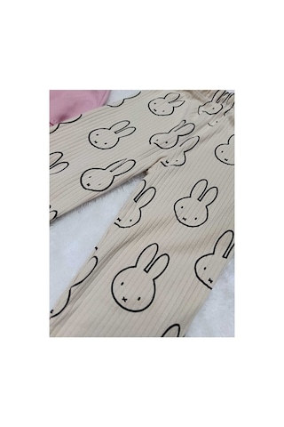 Bubiee Baby Tavşan Desenli Uzun Kollu Kız Çocuğu Alt Üst Takım Pembe
