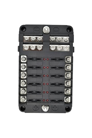 Shuıvan Şase Baralı Dc Sigorta Kutusu 12'li 12v/24v - İkaz Işıklı-2013