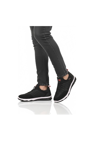 Siyah Kırmızı Elastik Bağcıklı Hafif Esnek Erkek Spor Ayakkabı Dong 2534 M Siyah-kırmızı