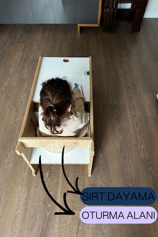 Fonksiyonlu Masa Olabilen Öğrenme Kulesi Montessori Öğrenme Kulesi Aktivite Masası Öğrenme Kulesi Beyaz-safir Meşe