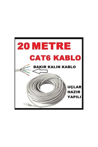 Cat6 Kalin Bakir Internet Kablo 20 Metre Cat6 Kalin Bakir Internet Kablo 20 Metre