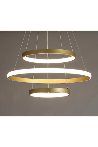 Gold / Platform / 60-50-30 Cm / 3 Renk Işık / Sarkıt Avize / 3 Yı Gold Sarı