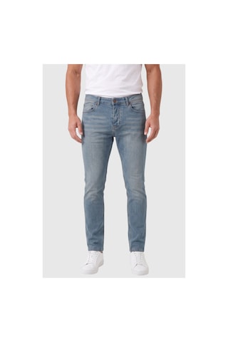 Deepsea Erkek Slim Fit Dar Kesim Likralı Taşlanmış Pamuklu Mavi Kot Pantolon Düğme Kapamalı Jean 2605153
