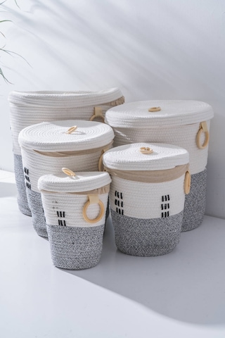 Vera Hasır 5 Li Çok Amaçlı Sepet Seti Renkli