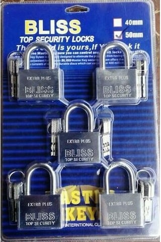 Kilit Blıss Asma Küpe Kilit 50 Mm Çelik Super Kalite Set Seçin 3-Lüset
