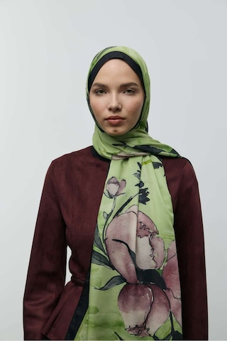 Moda Kaşmir Nileya Desen Pamuk Şal Siyah-yeşil