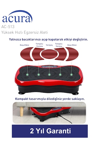 Ac-513 5 Programlı Bluetoothlu Yüksek Hızlı Egzersiz Aleti Kırmızı