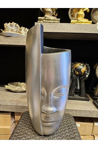 Soyut Yüz Gümüş Vazo