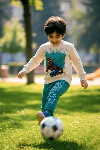 Örümcek Adam Yeşil Renk Erkek Çocuk Eşofman Takım Yeşil