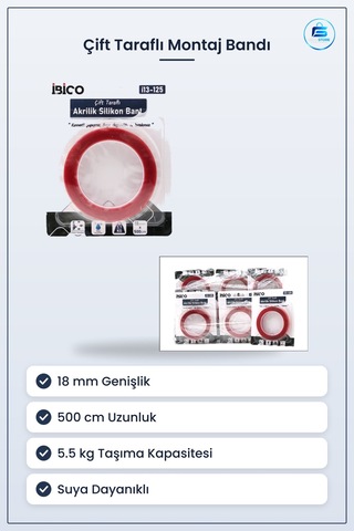 Çift Taraflı Akrilik Silikonize Bant Vhb 18 Mm 500 Cm 5.5 Kg Mont Diğer