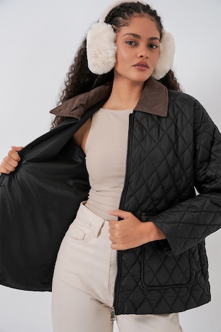 Kadın Siyah Kahve Kapitone Oversize Mont 5229 Siyah