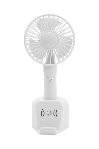 Yunboo K62 Mini Usb Şarjlı Taşınabilir Fan - 3 Hızlı Ayarlı Ve Kablosuz Telefon Şarj Özellikli Beyaz Beyaz