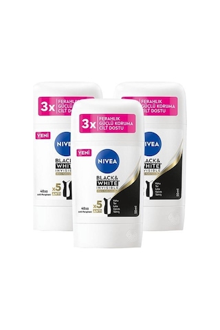 Nivea Black & White Invisible İpeksi Pürüzsüzlük Kadın Stick Deodorant 3 x 50 ML