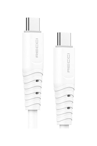 Recci RTC-P09CC Silicone Serisi 65 W Hızlı Şarj Özellikli 1.5 M Type-C PD Kablo Beyaz