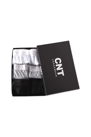 Erkek Boxer Likralı 6'lı Premium Paket Siyah-Beyaz