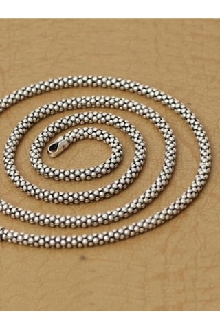 925 Ayar Gümüş Popcorn Eskitme Model Zincir Kolye 1,7 Mm