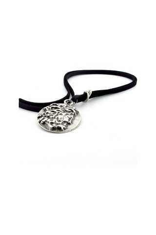 Solfera Zeus Olimpos Antik Madalyon Orjinal Siyah Deri Erkek Kolye Q0651 Pembe