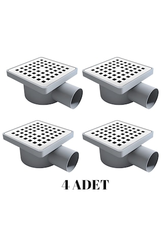 4 Adet 10 10 Yandan Çıkış Çap 50 Kare Krom Yer Süzgeci
