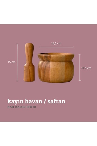 Kaf Ahşap Kayın Havan / Safran