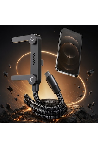 240w Hızlı Şarj Kablo Ve Katlanabilir Telefon Standı Usb-c Uyumlu Örgülü Veri Aktarım Kablosu 1