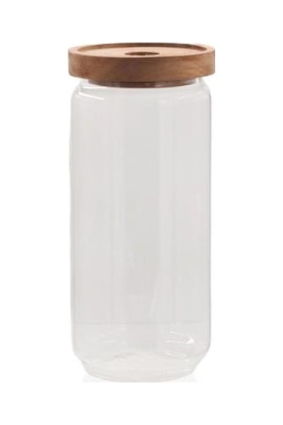 The Mia Ahşap Kapaklı 10 Lu Büyük Boy Cam Saklama Kabı 1000 Ml Cam0315