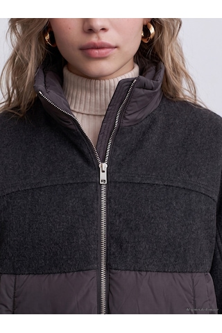 Lcw Vision Antrasit Dik Yaka Oversize Kadın Şişme Mont