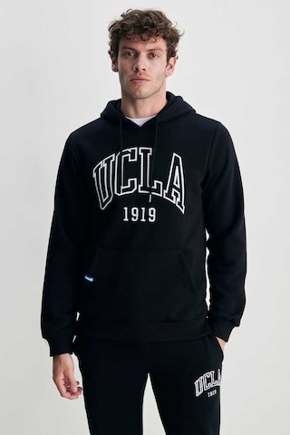 Ucla Jepsen Siyah Kapüşonlu Nakışlı Standard Fit Erkek Sweatshirt Siyah